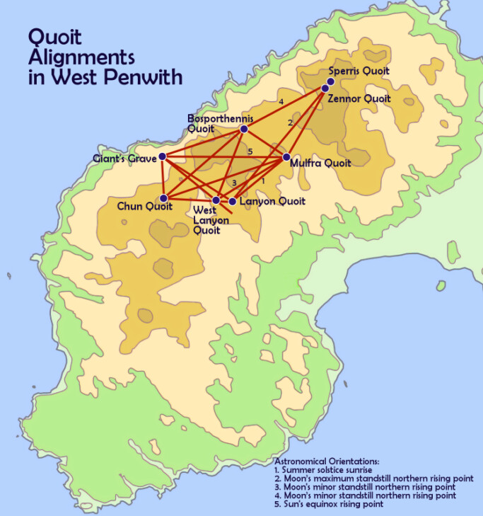 Map of the Quoits or Dolmens of West Penwith, Cornwall