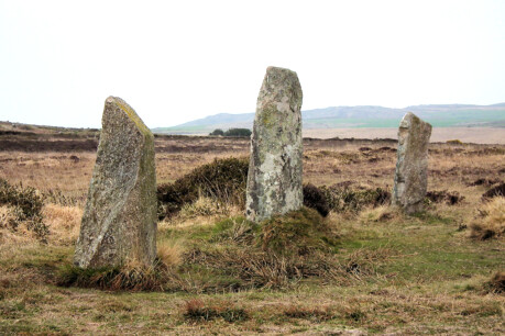 The Nine Maidens stone circle, with Zennor Hill behind