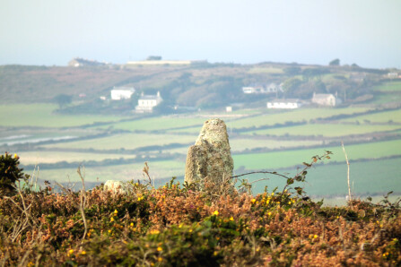Aligned stone near the summit of Chapel Carn Brea