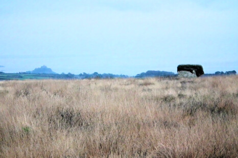 Mulfra Quoit and St Michael's Mount as seen from Beacon Barrows