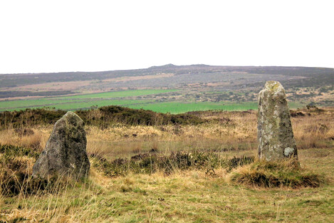 Watch Croft with its summit cairns, as seen from the Nine Maidens